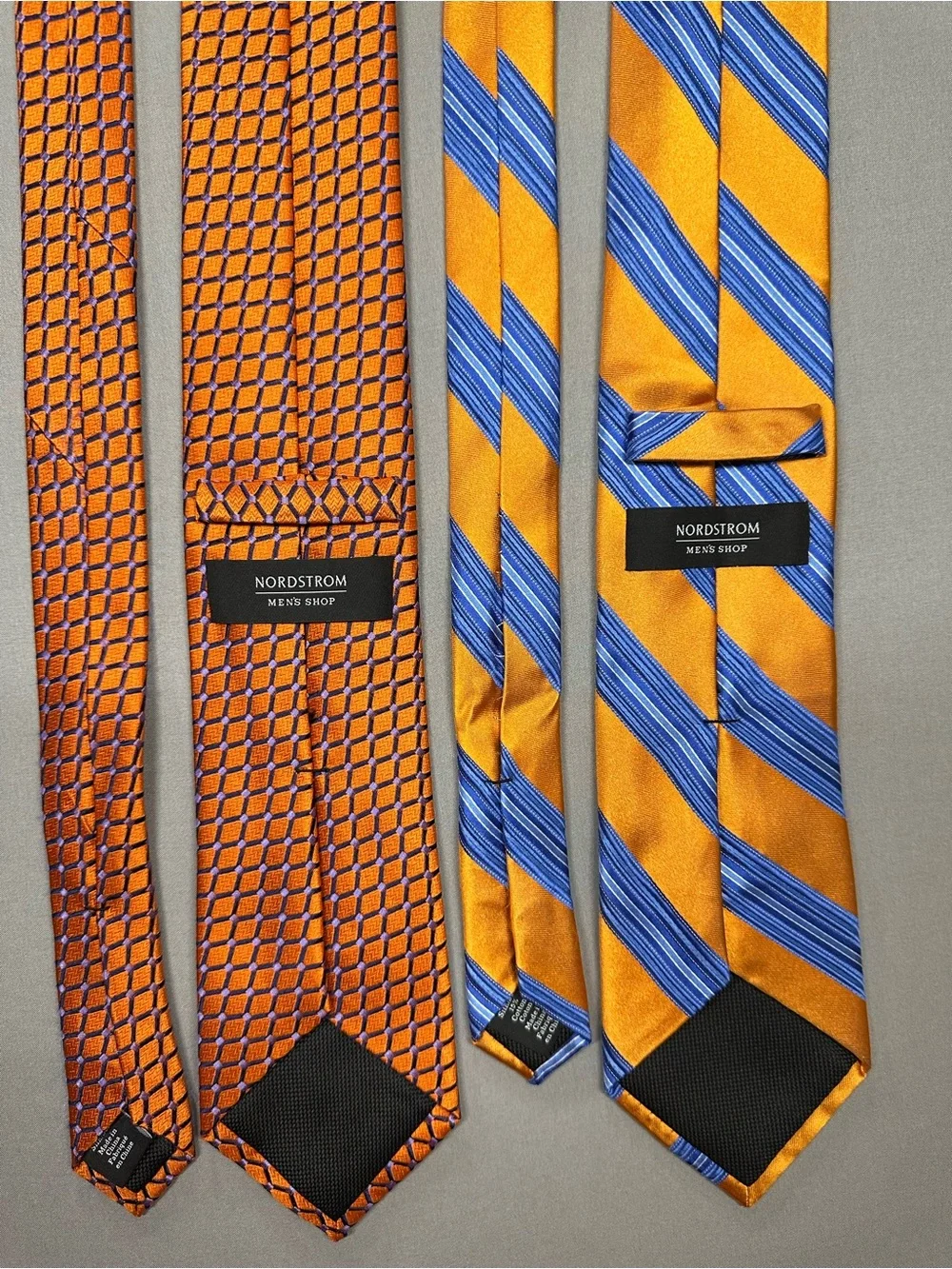 Set of 2 Nordstrom Men's Shop Silk Ties - Orange and Blue Print